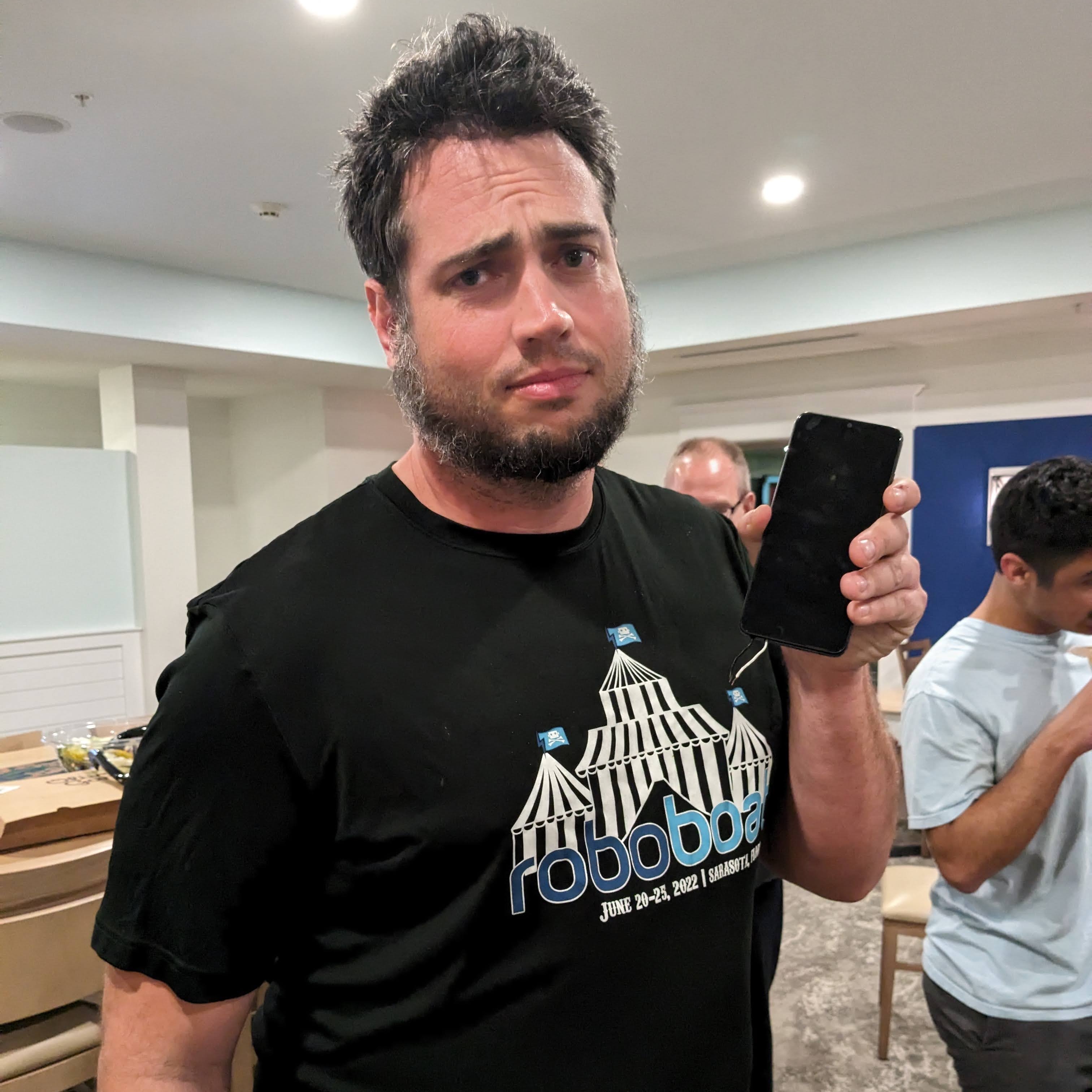 Bill holding the famed roboboat phone